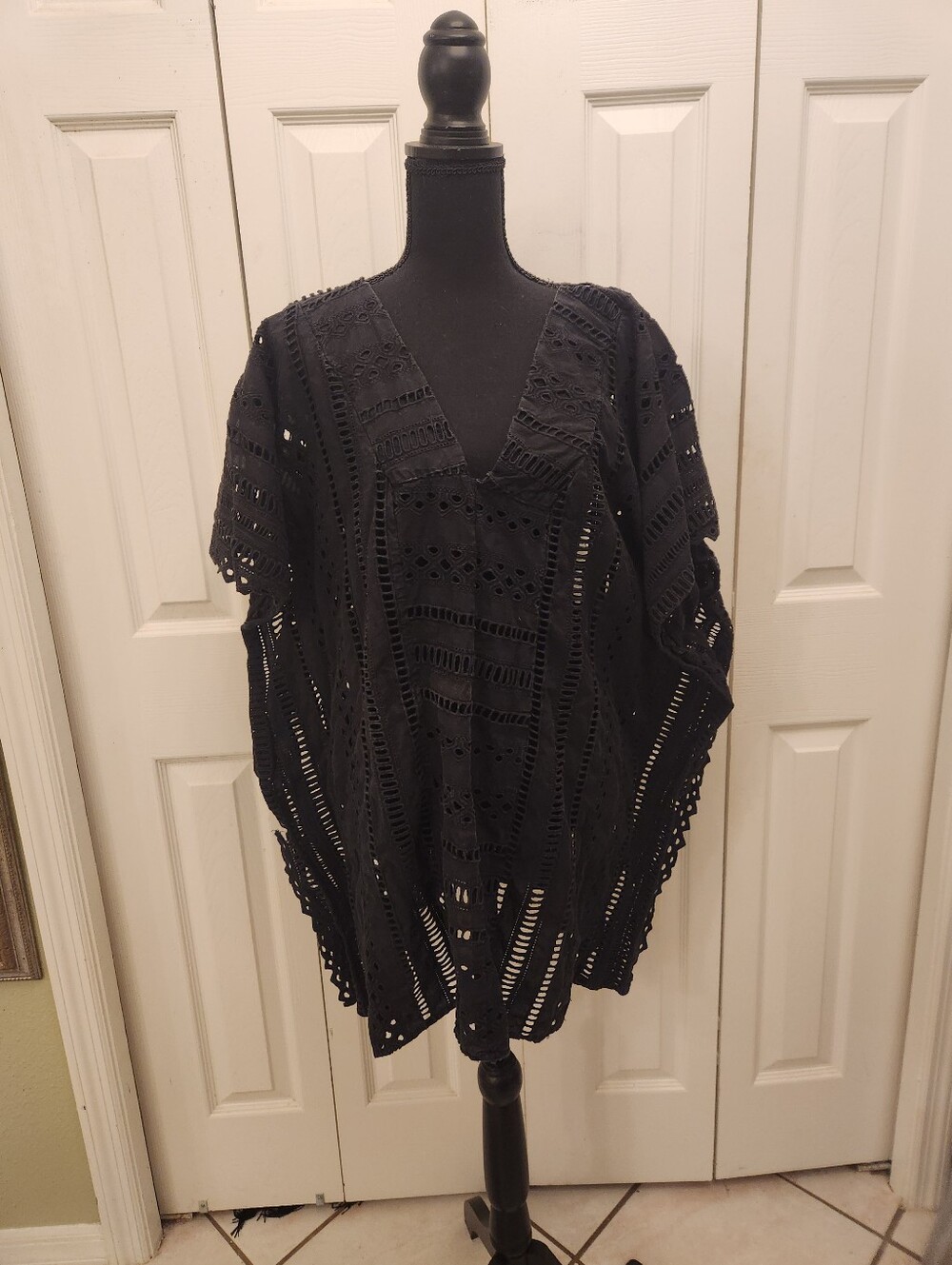 Cremieux Black Crochet V-Neck Women’s Swim Coverup